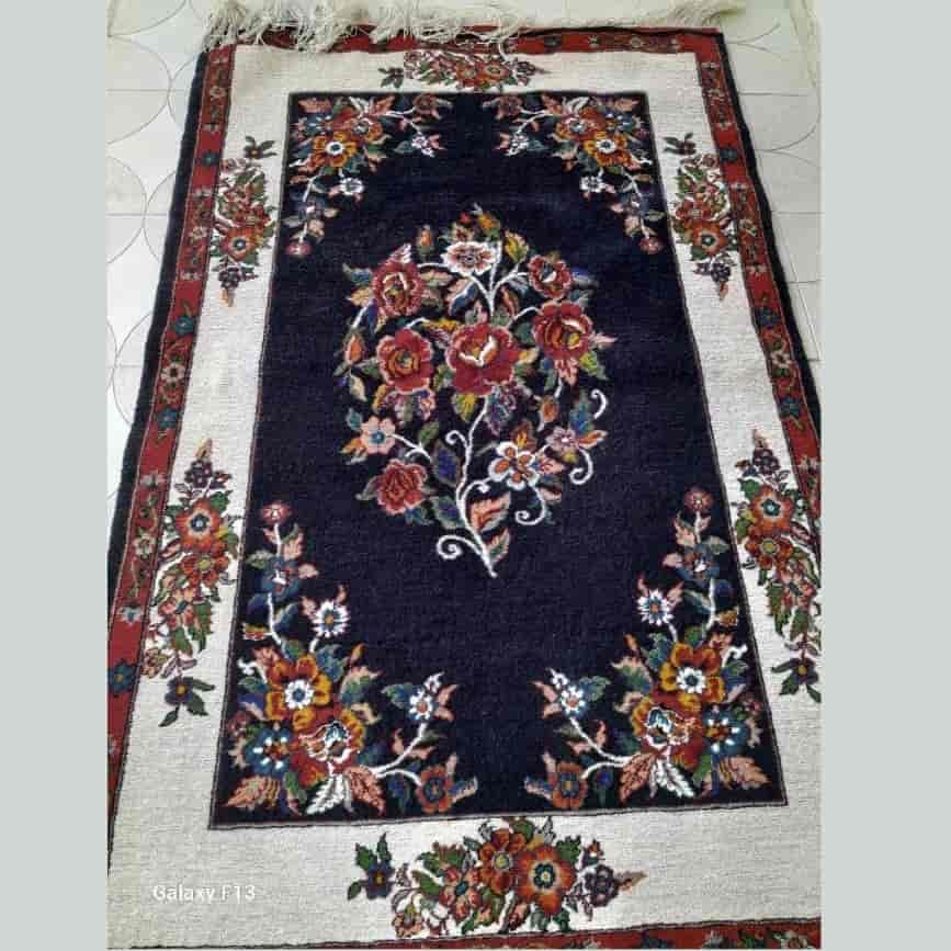فرش طرح گل چله پشم گل ابریشم  ریز بافت